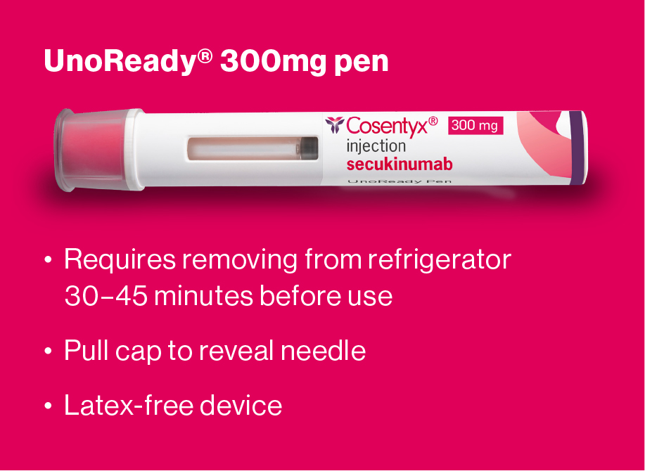 300 mg autoinjector pen with a list of key features