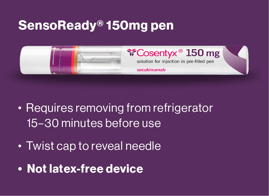 150 mg autoinjector pen with a list of key features