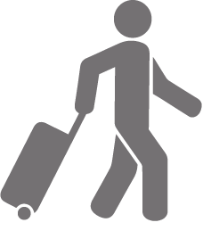 Image of a person walking with a suitcase, representing hobbies and recreation