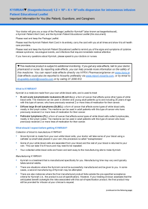 A326122 Novartis Kymriah Patient Education Leaflet