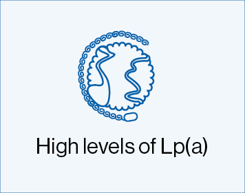 Blue box with globe icon with text saying 'High levels of Lp(a)